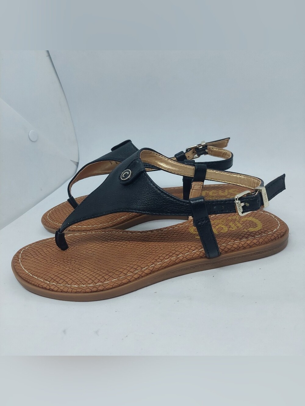 Circus By Sam Edelman Carolina Thong Sandals Black Flats Womens size 5.5M